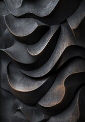 Poster - Abstract dark bronze textured wall art with wavy, layered patterns.