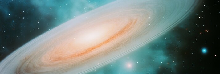 Wall Mural - a large white disk in the middle of a space filled with stars and dusts