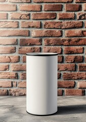 Aufkleber - Blank white cylinder mockup against brick wall.