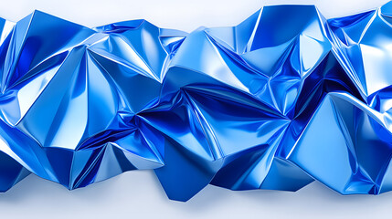 Poster - Kaleidoscopic effect with glistening surfaces and vibrant blue origami background featuring intricate folds and patterns