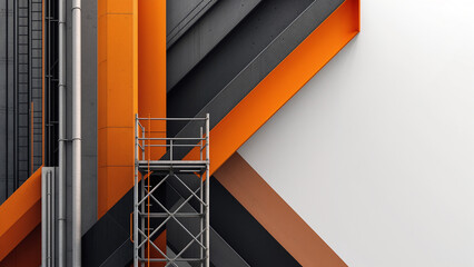 Poster - abstract construction site background with geometric lines . Generative AI