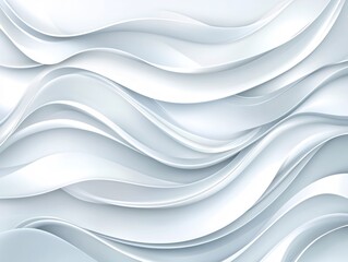Poster - Abstract white wave pattern with smooth curves and soft shadows creating a flowing texture