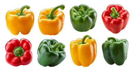 Wall Mural - Fresh Colorful Bell Peppers in Various Shapes and Sizes, isolated on transparent background