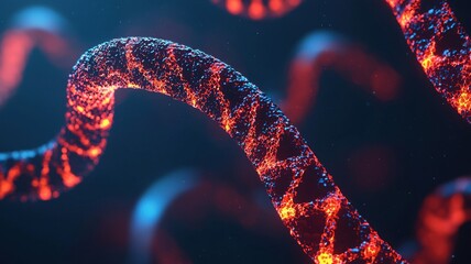 Poster - Dynamic molecular structures digital space 3d visualization abstract science concept close-up biochemistry