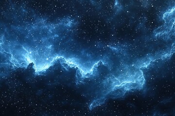 deep space nebula with bright stars and blue cosmic clouds creating a celestial view