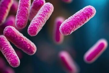 Poster - Microscopic bacteria analysis laboratory scientific image digital environment close-up microbiology concept