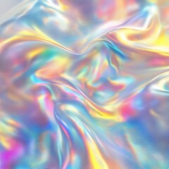 Poster - Iridescent flowing fabric with light reflections creating a soft and dreamy abstract design