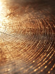 Poster - Golden wood texture with concentric rings and cracks creating a warm and organic pattern