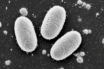Poster - Microscopic examination of bacteria laboratory scientific image dark background close-up microbiology concept
