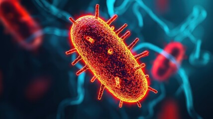 Poster - Bacterial growth under microscope microbiology laboratory scientific image close-up high detail educational purpose