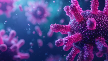 Poster - Exploring virus structure microscopic laboratory scientific imagery digital environment close-up microscopy impact