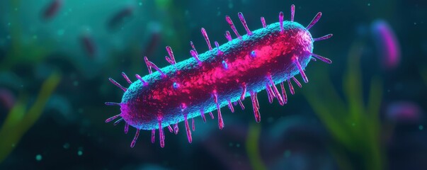 Poster - Exploring microbial life bacteria visualization ocean depths digital art underwater vibrant colors science