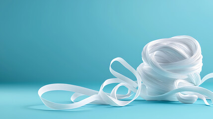 Poster - Creative white ribbon design studio photography minimalistic aesthetic bright background artistic perspective