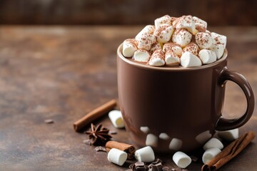 Wall Mural - A Delicious Mug Of Hot Chocolate With Marshmallows