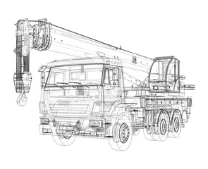Poster - Car crane. Vector rendering of 3d