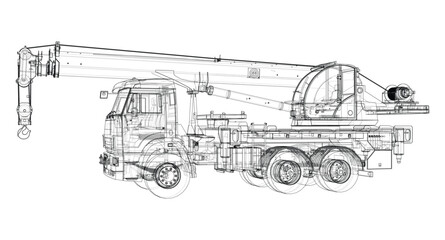 Poster - Car crane. Vector rendering of 3d
