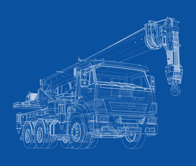 Poster - Car crane. Vector rendering of 3d
