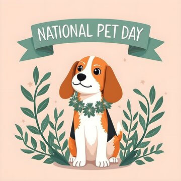 Celebrating National Pet Day With Adorable Dog Illustrations Over Decorative Background