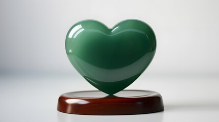 Poster - Polished jade heart resting on a smooth reflective surface creating a serene and calming visual that evokes a sense of tranquility wellness and holistic balance