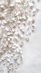 Poster - Elegant white leaves cascading down a textured background creating a serene and minimalist scene