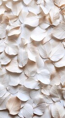 Poster - Delicate White Leaves Patterned Background with Subtle Beige Tones and Soft Natural Light