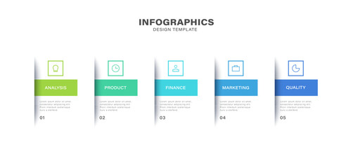 Poster - business infographic template. 5 step timeline journey.