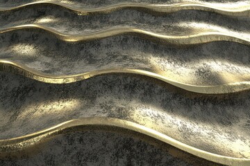 Wall Mural - Abstract golden waves on textured surface creating a dynamic visual effect for design use