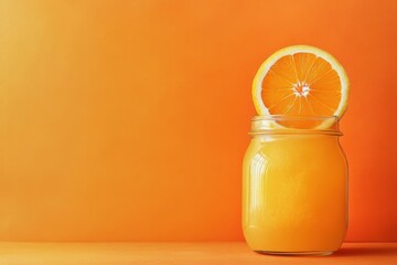 Canvas Print - A Glass Jar Filled With Fresh Orange Juice