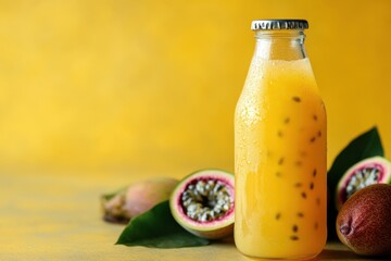 Wall Mural - Refreshing Passion Fruit Juice in a Bottle