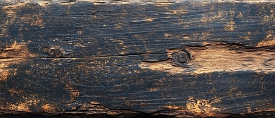 Poster - Dark weathered wood texture with visible grain and knot creating a rustic backdrop