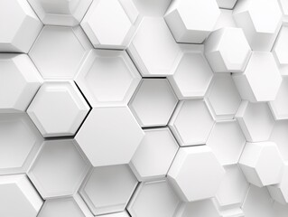 Poster - Abstract white hexagonal pattern creating a modern and geometric background with depth and texture