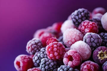 Wall Mural - Frozen Raspberries and Blackberries Close Up