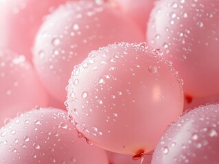 Aufkleber - Pink balloons with water droplets create a soft and delicate texture for festive celebrations