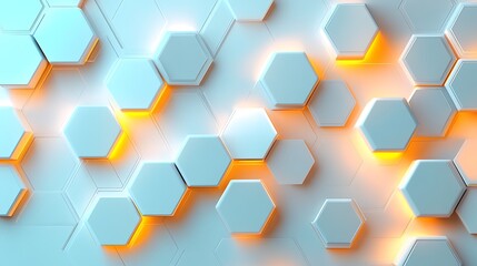 Poster - Abstract Hexagon Pattern: Glowing Geometric Design
