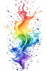 Aufkleber - Colorful paint splash with vibrant hues creating a dynamic abstract design on white background