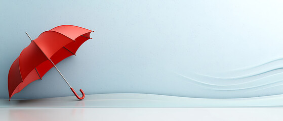 Poster - Red umbrella standout in minimalist design indoor setting digital art calm atmosphere artistic viewpoint