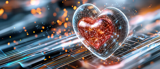 Poster - Dynamic heartbeat exploring emotive technology in a futuristic digital landscape