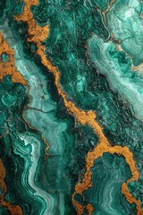 Poster - Green malachite texture with golden veins abstract background art luxury design pattern