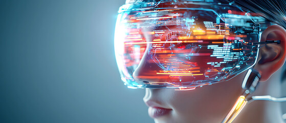 Poster - Futuristic cybernetic visionary digital realm concept art virtual environment close-up human-technology interaction