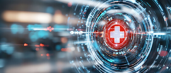 Poster - Innovative healthcare technology visualization for medical advancements digital environment high-tech concept