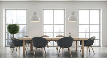 Poster - cozy office interior meeting room . Generative AI