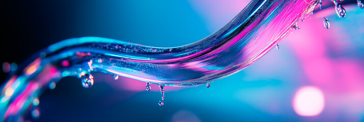Wall Mural - Abstract liquid glass holographic Iridescent wavy melted substance. 3d render of smooth forms. Modern design. Futuristic Banner, background, wallpaper cover, social media post. Generative Ai content