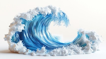 Poster - Ocean wave cresting with white foam against a plain background in a studio setting