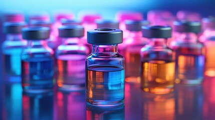 Poster - Colorful glass vials in a soft focused arrangement with vibrant tones