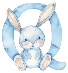 Wall Mural - PNG Bunny alphabet Q animal mammal cute.