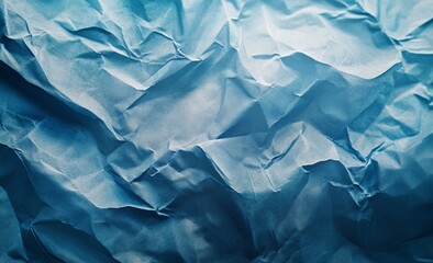Poster - Abstract blue crumpled paper texture background.