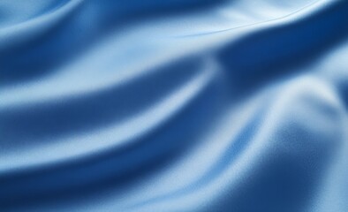 Poster - Smooth, flowing blue fabric with soft waves and subtle light reflections.