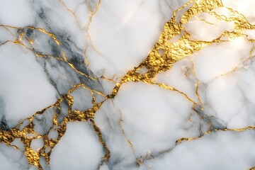 Poster - White marble texture with gold veins elegant surface design abstract background for print