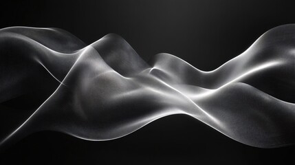 Poster - Abstract white wave pattern flowing on black background creating a smooth and dynamic effect