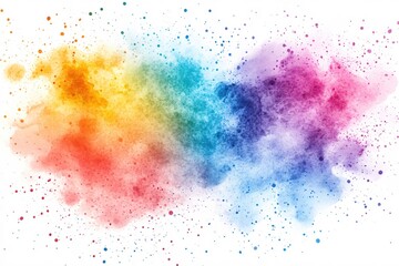 Aufkleber - Colorful watercolor explosion with vibrant hues and splatters on a clean white background